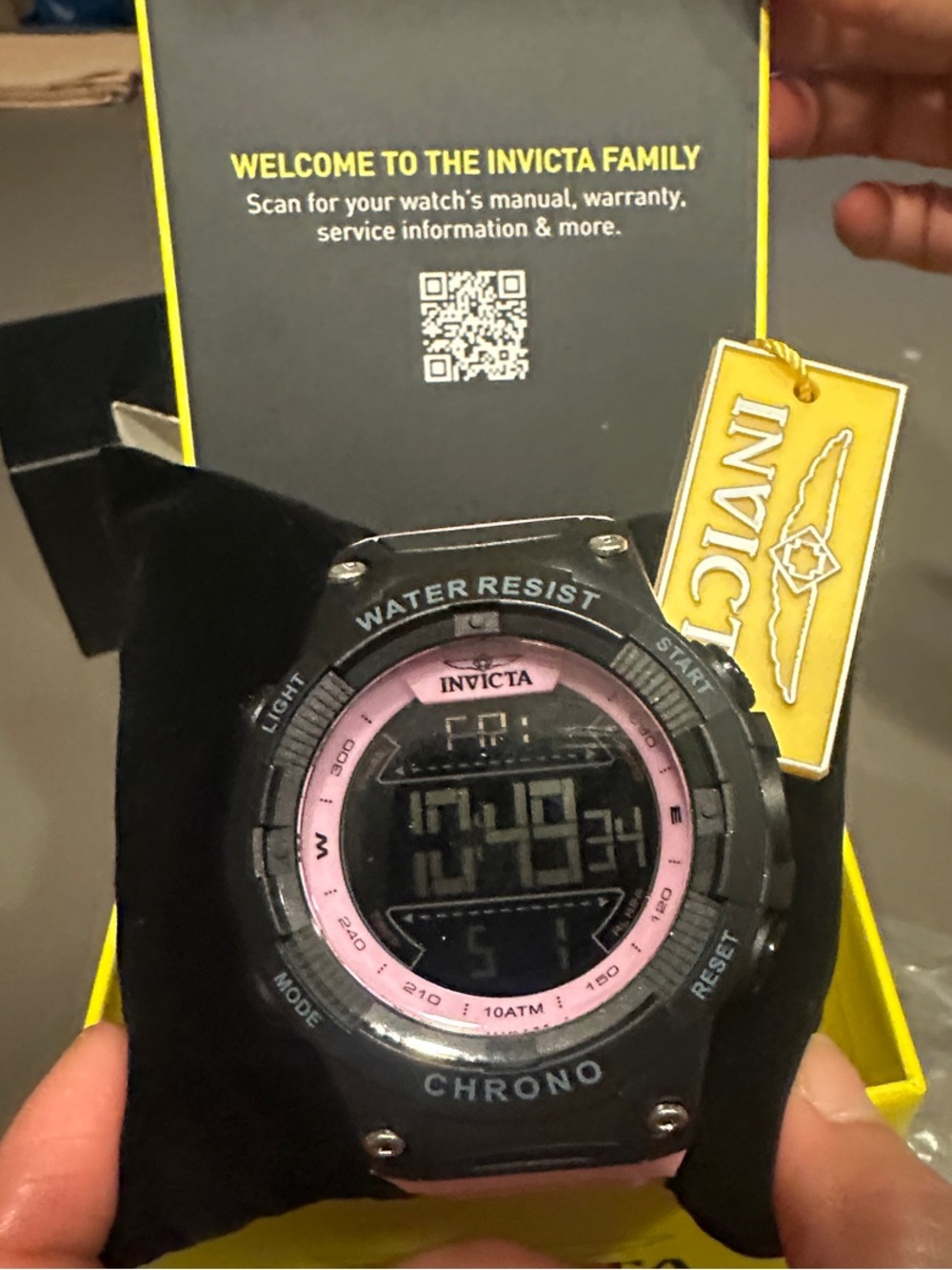 INVICTA Black and Pink Digital Chronograph Watch with LCD